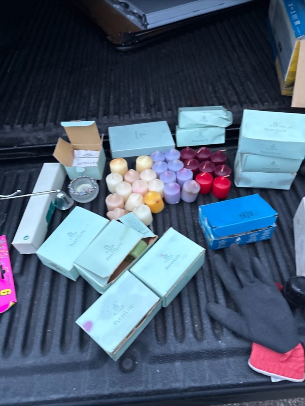 PartyLite Votive Candles and Light Blue Boxes Assortment